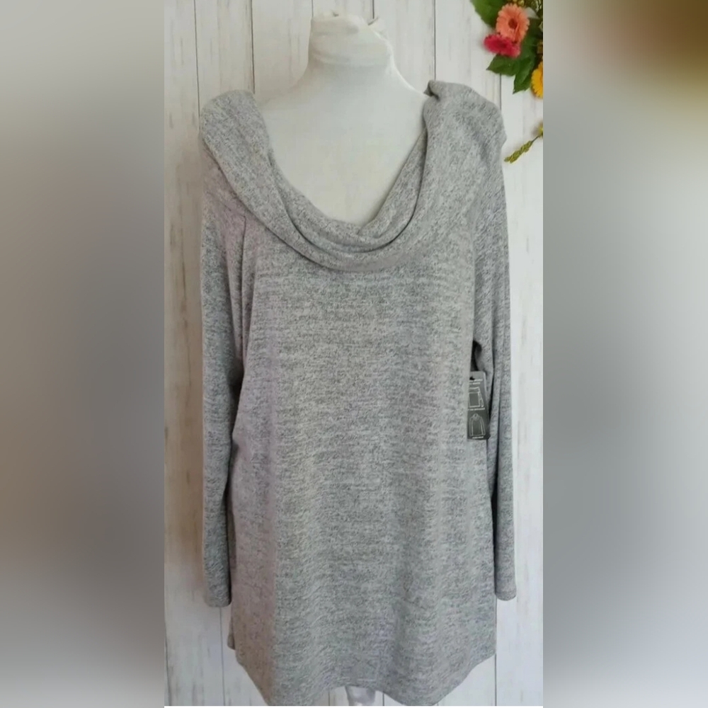 Sweater Cowl Neck Ana A New Approach off the shoulder  Size XL color gray New